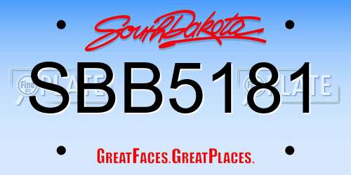 SBB5181 South Dakota License Plate