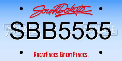 SBB5555 South Dakota License Plate