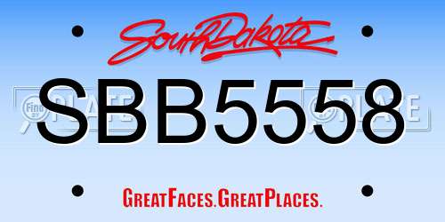 SBB5558 South Dakota License Plate