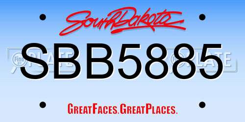SBB5885 South Dakota License Plate