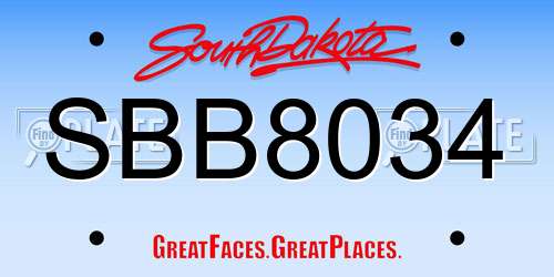 SBB8034 South Dakota License Plate