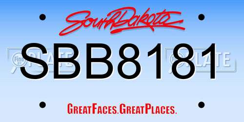 SBB8181 South Dakota License Plate