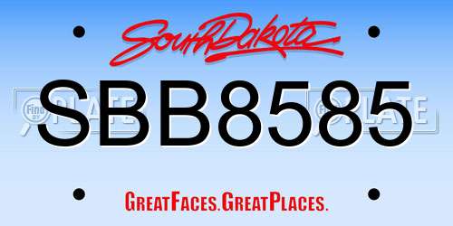 SBB8585 South Dakota License Plate