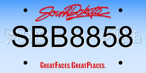 SBB8858 South Dakota License Plate