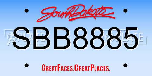 SBB8885 South Dakota License Plate