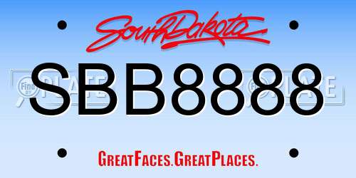 SBB8888 South Dakota License Plate