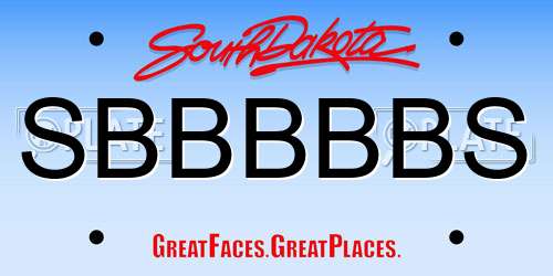 SBBBBBS South Dakota License Plate