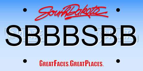 SBBBSBB South Dakota License Plate