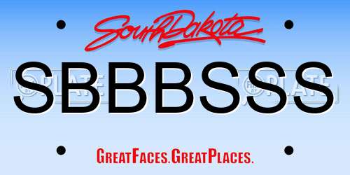 SBBBSSS South Dakota License Plate