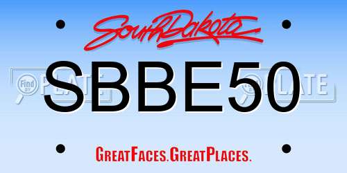 SBBE50 South Dakota License Plate