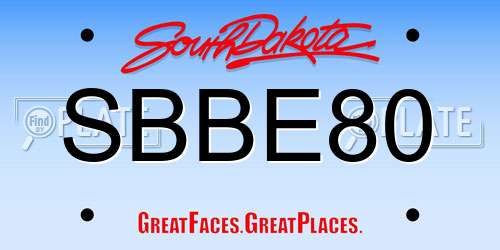 SBBE80 South Dakota License Plate