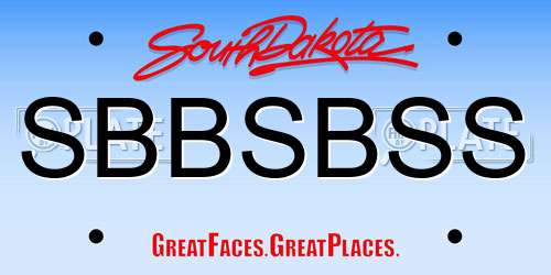 SBBSBSS South Dakota License Plate