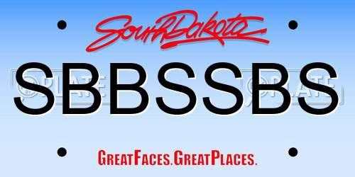 SBBSSBS South Dakota License Plate