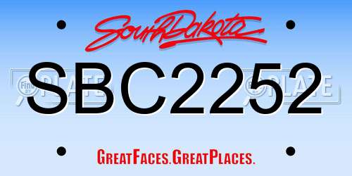 SBC2252 South Dakota License Plate