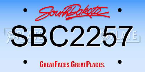 SBC2257 South Dakota License Plate