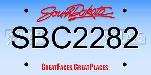 SBC2282 South Dakota License Plate