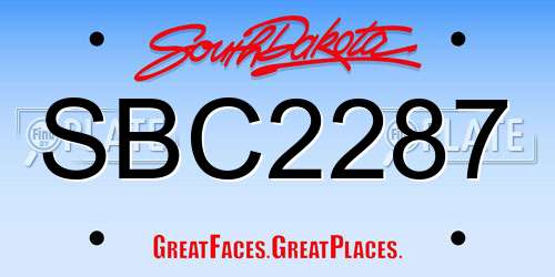SBC2287 South Dakota License Plate