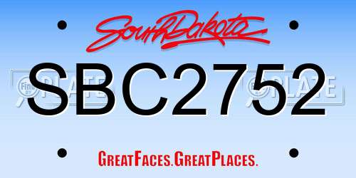 SBC2752 South Dakota License Plate