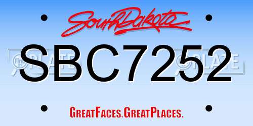 SBC7252 South Dakota License Plate