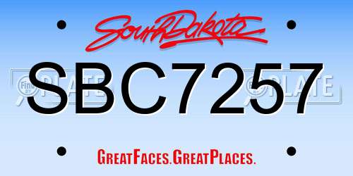 SBC7257 South Dakota License Plate