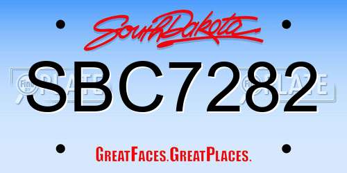 SBC7282 South Dakota License Plate