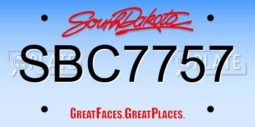 SBC7757 South Dakota License Plate