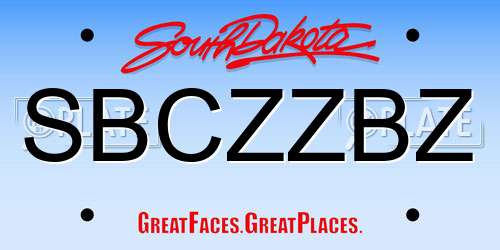 SBCZZBZ South Dakota License Plate