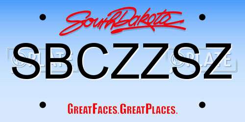 SBCZZSZ South Dakota License Plate