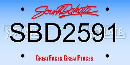 SBD2591 South Dakota License Plate