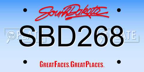 SBD268 South Dakota License Plate