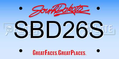 SBD26S South Dakota License Plate