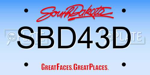 SBD43D South Dakota License Plate