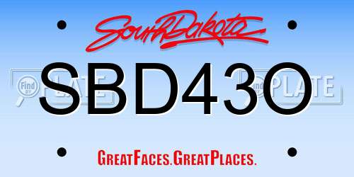 SBD43O South Dakota License Plate