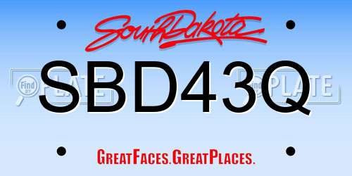 SBD43Q South Dakota License Plate
