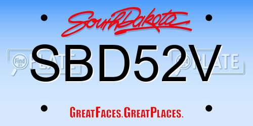SBD52V South Dakota License Plate