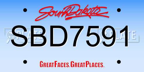 SBD7591 South Dakota License Plate