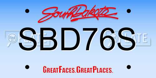 SBD76S South Dakota License Plate