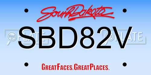 SBD82V South Dakota License Plate