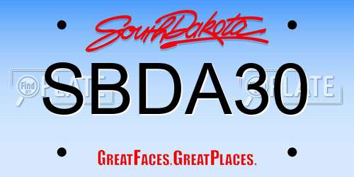 SBDA30 South Dakota License Plate