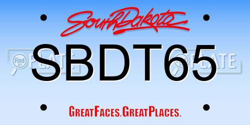 SBDT65 South Dakota License Plate