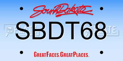 SBDT68 South Dakota License Plate