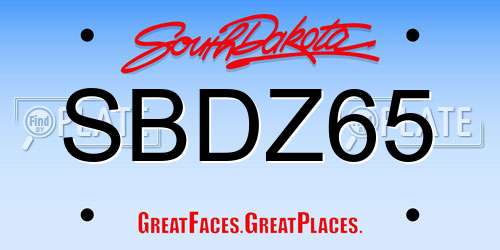 SBDZ65 South Dakota License Plate