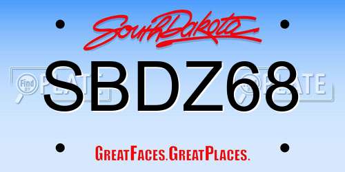 SBDZ68 South Dakota License Plate