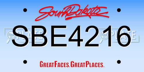 SBE4216 South Dakota License Plate