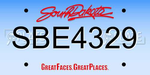 SBE4329 South Dakota License Plate