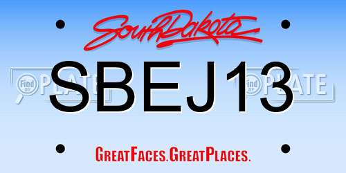 SBEJ13 South Dakota License Plate