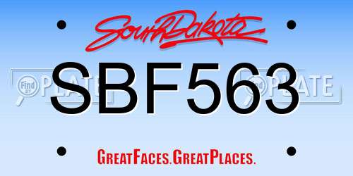 SBF563 South Dakota License Plate