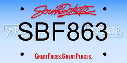 SBF863 South Dakota License Plate