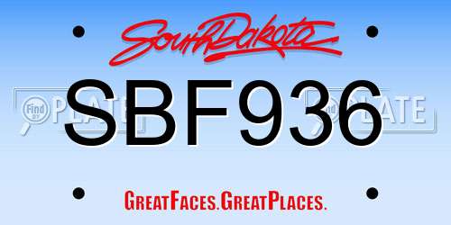 SBF936 South Dakota License Plate