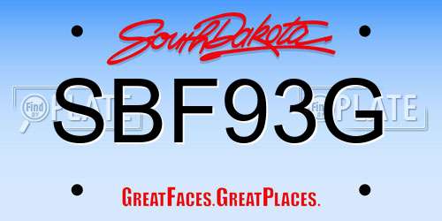 SBF93G South Dakota License Plate